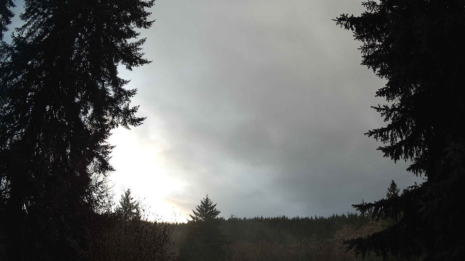 Pacific Northwest skyline timelapse frame from Dec 25th, 2025 at 4:00 PM