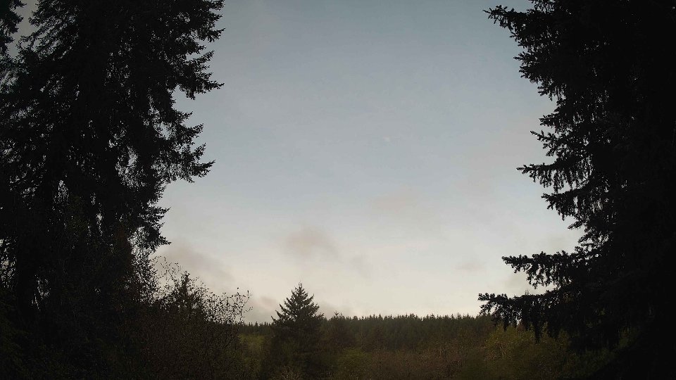 Pacific Northwest skyline timelapse frame from May 1st, 2026 at 6:45 AM