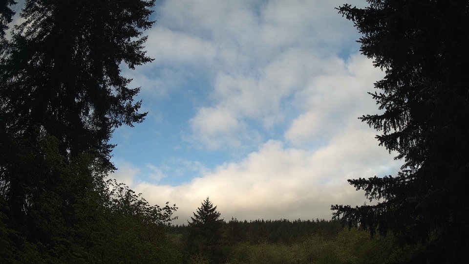 Pacific Northwest skyline timelapse frame from May 7th, 2026 at 7:45 AM