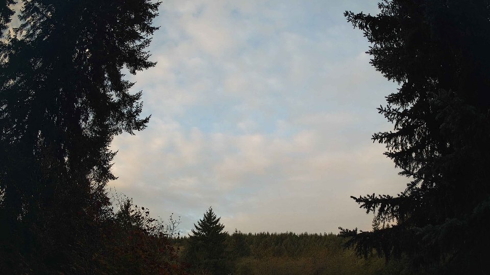 Pacific Northwest skyline timelapse frame from Oct 13th, 2026 at 7:45 AM